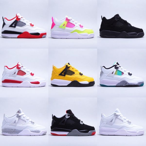 

kids designer casual shoes jumpman 4 4s basketball shoes retro toddler jordon low sneaker boys girls trainers runner shoe fire red thunder j
