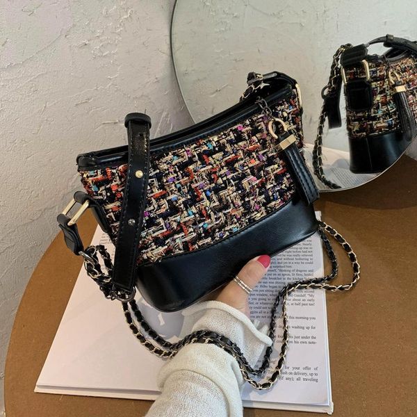 

2020 fashion trend women's stitching color niche messenger bag handbag retro classic shoulder bag stylish tote for ladies