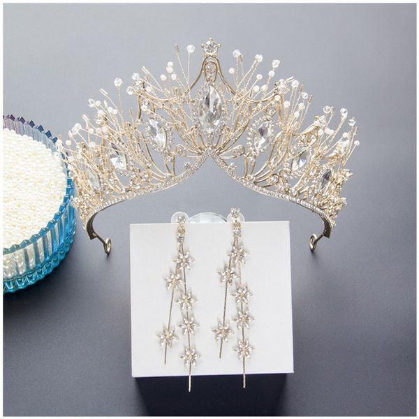 

atmosphere three piece hairdressing wedding dress accessories headdress korean bridal crown, Silver