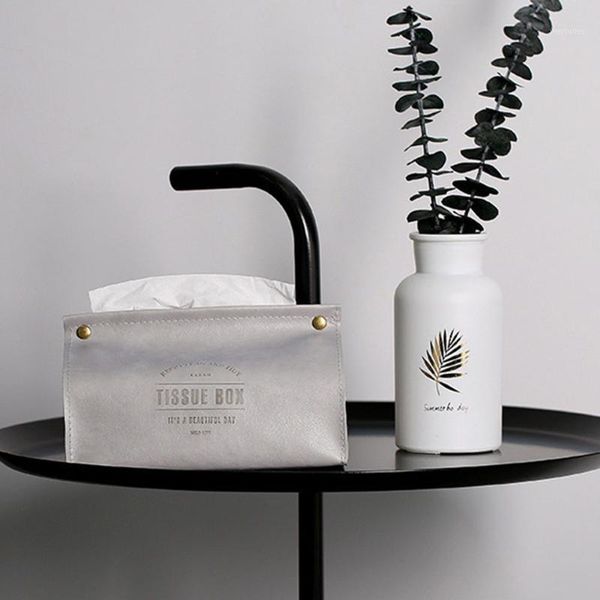 

nordic pu leather home car tissue box letter foldable napkin storage case1