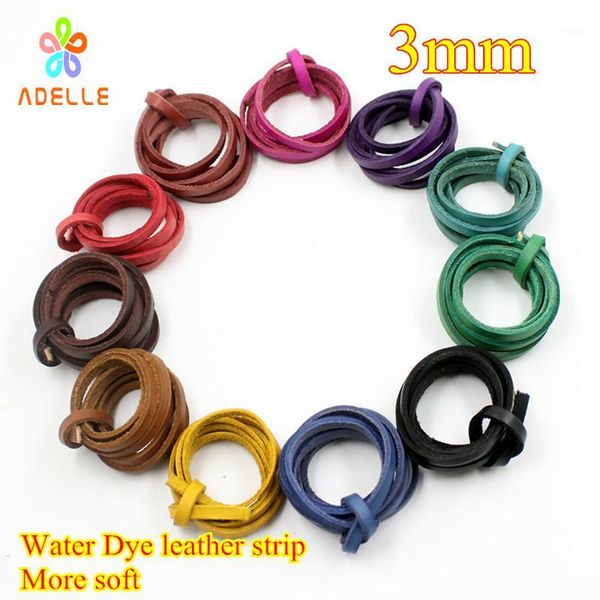 

11 tan colors 100% geniune flat leather cord/strips water dye 3mm*2mm more soft diy necklace thong jewellery 15m1, Black;white