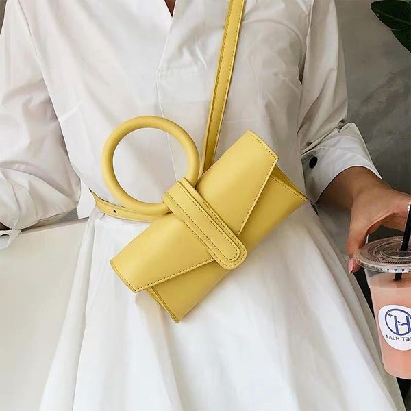 

women's handbag leather ring envelope tote korean female crossbody bag cute girl candy shoulder bags waist belt bag