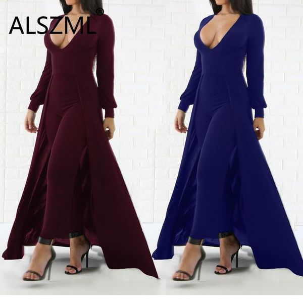 

women's jumpsuits & rompers simple pure color deep v neck long sleeve skinny tight club party lady fashion sheath romper, Black;white