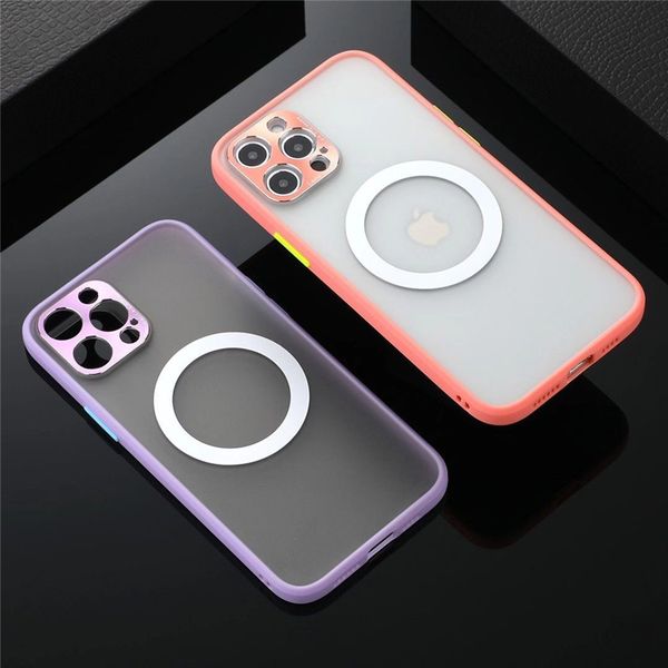 

shockproof matte phone case for iphone 12 11 pro max xr xs x magnetic translucent bumper pc hard back cover