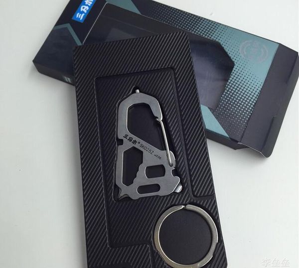 

sanrenmu combination keychain tool portable multi carabiner ring spanner wrench screwdriver bottle opener camp hike chain1