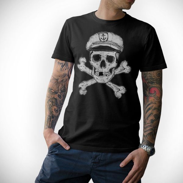 

fashion camiseta t-shirt marinero skull- pirata capitan calavera ancla capitan negro tee shirt sport hooded sweatshirt hoodie