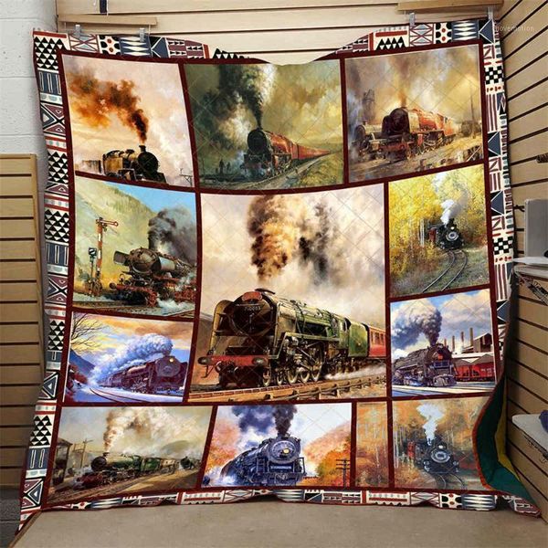 

3d train quilt vintage classic comfortable high end kids school adults bed summer autumn quilt selling dropshipping1