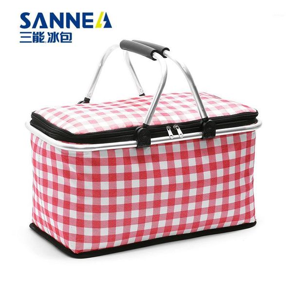 

new multi-function insulation basket outdoor portable foldable picnic basket cold insulation their lunch bags wholesale1, Blue;pink