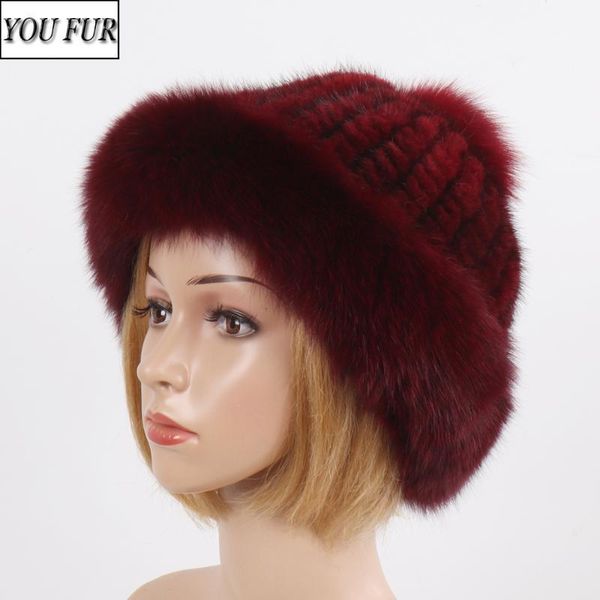 

lady luxury hand knitted real cap women warm 100% natural and fur hats russia winter real fur hat1, Blue;gray