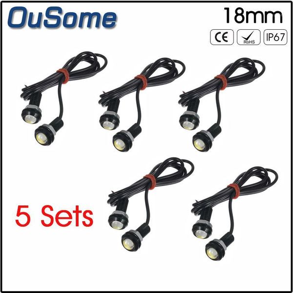 

10pcs /5 sets 18 mm car eagle eye drl led daytime running lights led 12v backup reversing parking signal automobiles lamps1