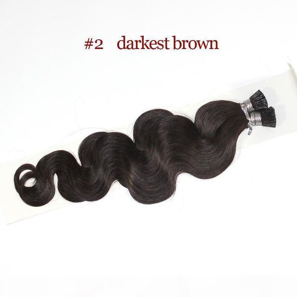 

100g pack prebonded fusion hair extensions body wave keratin stick i tip brazilian prebonded human hair extensions 18"-24" #1 #1b, Black