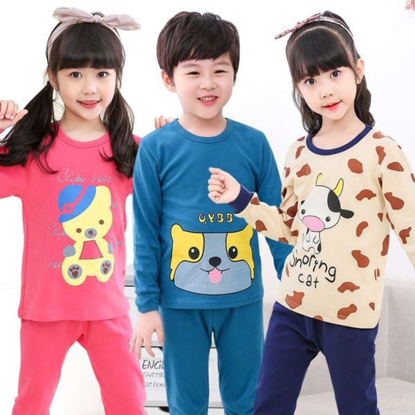 

children's cloth autumn trousers cotton underwear baby pajamas boys girls set, Blue;red