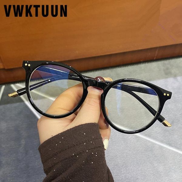 

vwktuun round glasses frame women glasses anti blue light ray men women eyeglasses frames blue light blocking, Black