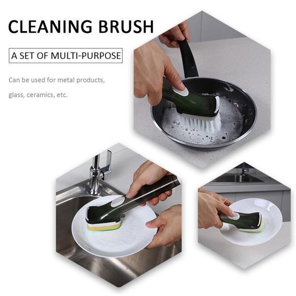 

1pc kitchen cleaning brush scrubber dish bowl washing sponge matic liquid dispenser kitchen pot cleaner tool window cleaner h qyldch