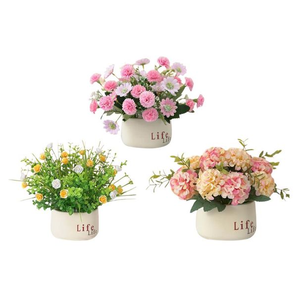 

artificial flower plants false faux fake flowers with ceramics vase decorative with pot garden home office table party decor