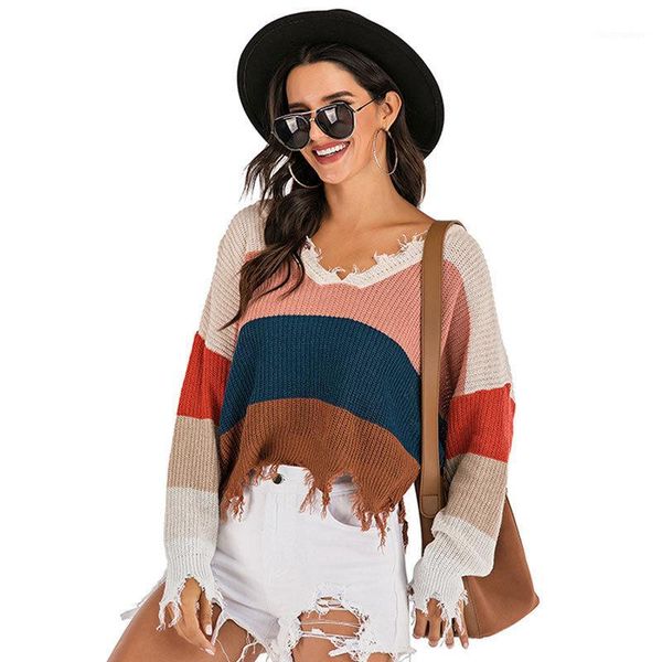 

zogaa 2019 women's pullovers casual short sweater outwear striped loose sweater autumn winter warm knitted sweaters women1, White;black