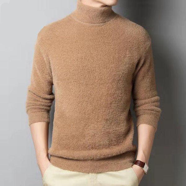 

faux mink cashmere turtleneck men sweater pull homme 2020 autumn winter clothes mens sweter sueter hombre pullover men sweater bbydul, White;black