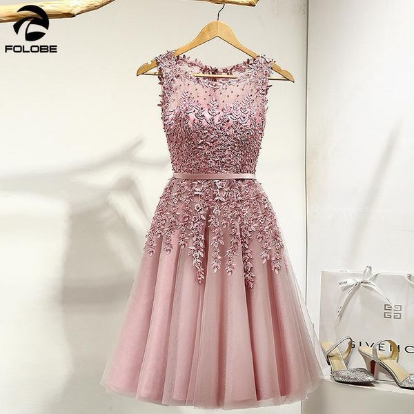 

folobe 2019 sell elegant knee length women girls dresses homecoming dresses appliques beads formal party11, White;black