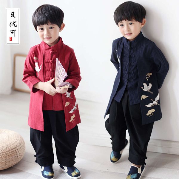 

and bayouke hanfu autumn boys' 2020 spring new cardigan coat chine sle children's tang suit, Black