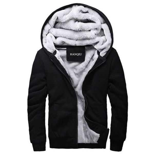

sweatshirt men hoodies fashion winter thick jacket 2020 men's hooded black coat tracksuits male liner sportswear warm mens fur fjjwj, Black;white