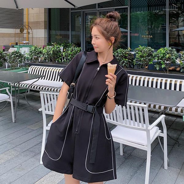 

women's jumpsuits & rompers summer women reflective jumpsuit playsuits one piece wide leg shorts sets overalls streetwear hip hop punk, Black;white