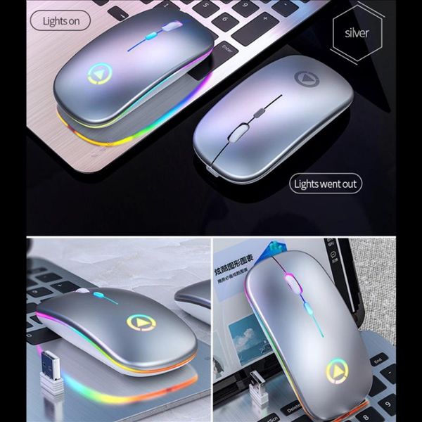 

mice 2.4ghz wireless mouse & wired (optional) ultra slim optical rechargeable rgb for pc lapsilent usb