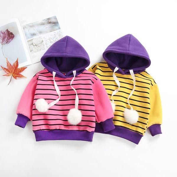 

2020 new winter girls kids boys hooded striped padded fleece sweater comfortable cute baby clothes children clothing, Blue;gray