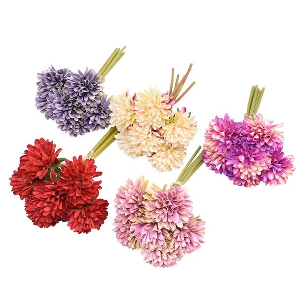 

6pcs/bunch chrysanthemum flower bouquet artificial flowers for home wedding decoration silk hydrangeas fake gerbera