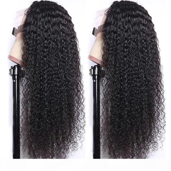 

aircabin 30 inch hd 13x6 type t lace wigs brazilian kinky curly wave remy human hair deep part wigs for black women, Black;brown