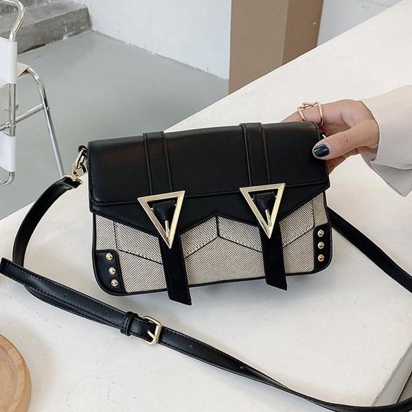 

women's fashion small square bag patchwork design pu leather shoulder bag lady messenger adjustable shoulder strap handbags