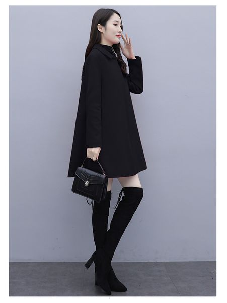 

and 2021 autumn winter new black cloak korean style great size loosely women's wool 1 n0na