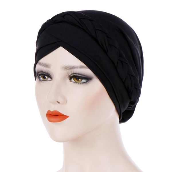

beanie/skull caps women cancer chemo knot wrap turban hat fashion elastic head scarf cap stretch soft casual hair accessories muslim braid, Blue;gray
