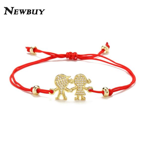 

cmoonry cz zircon boys and girls charm bracelet for lovers adjustable lucky red string bracelets valentine's day jewelry, Golden;silver