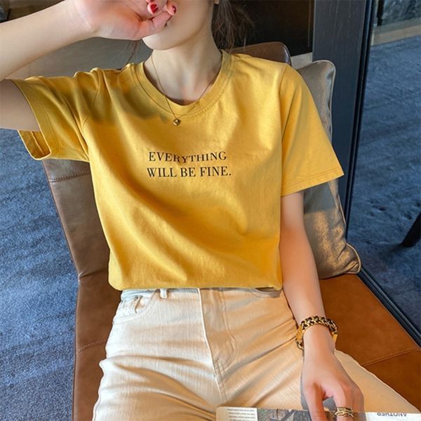 

0zza9 универсальных чистой красной же короткий рукав футболки для женщин 2020 новых свободный и хлопка простого топа пальто футболки письма, White