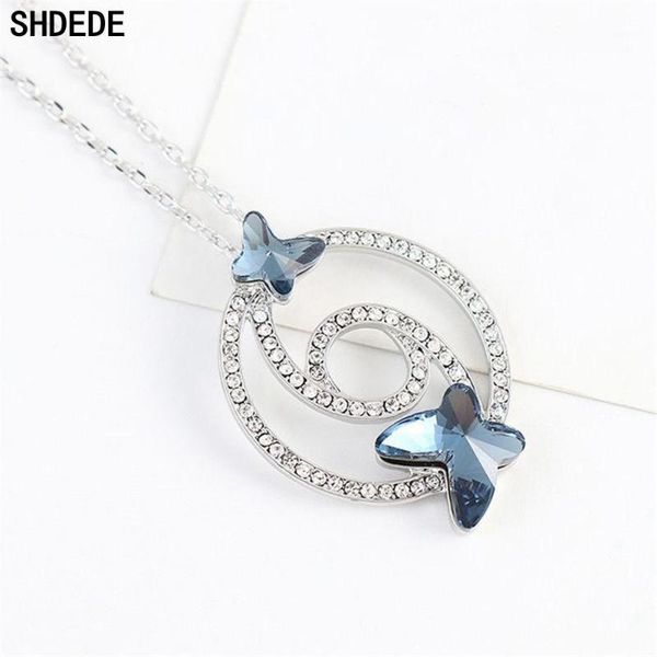 

shdede butterfly necklace for women pendant rhinestone party gift fashion jewelry embellished with crystals from 322221, Silver