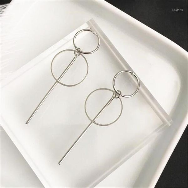 

kpop dna korean v round circle stick metal charm female fashion 2020 jewelry for women wedding party date decor stud earrings1, Golden;silver