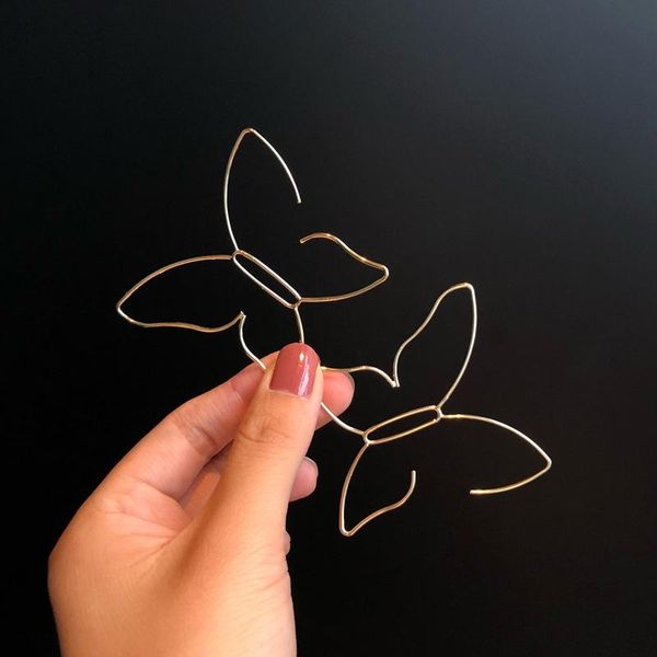 

горячий панк стиль металлическая линия бабочка серьги для женщин новая мода винтажная вечеринка ювелирные изделия brincos аксессуары 2020, Golden;silver