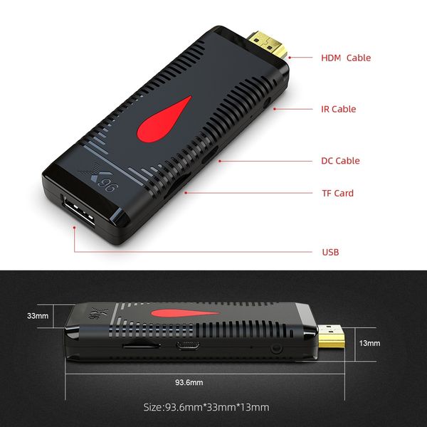 

android 10.0 smart tv stick 2gb 16gb x96 s400 allwinner h313 quad core 2.4g wifi 1080p android10 tv box dongle stick
