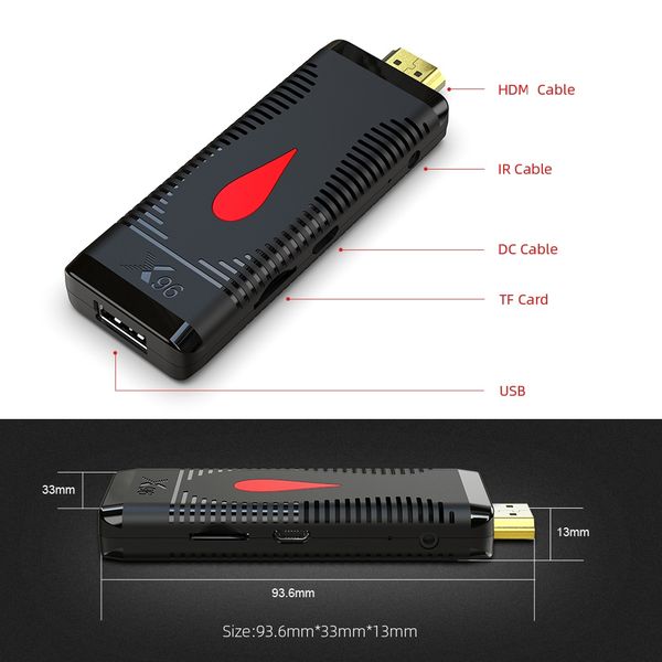 Android 10.0 Smart TV Box Stick 2GB 16GB X96 S400 ALLWINNER H313 Quad Core 2.4g WiFi 1080p Android10 TV dongle