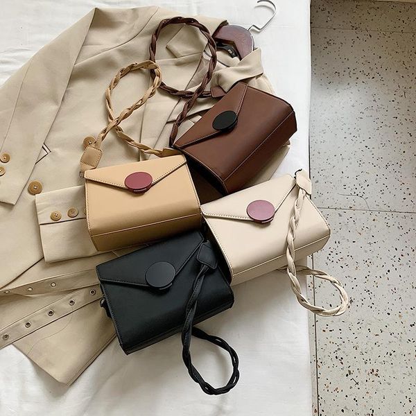 

2020 new luxury handbags women vintage crossbody bags woven strap girls shoulder bags women pu leather messenger