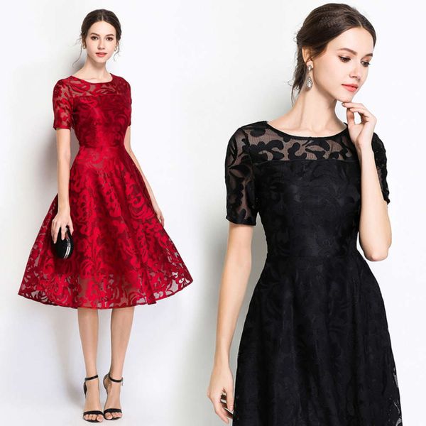 

new women's medium length lace drs, Black;gray