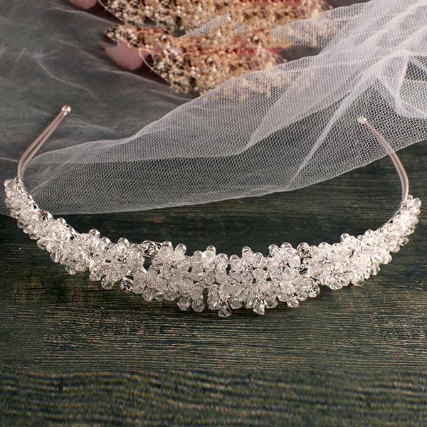 Peças de cabeças de ninhes de cor de cor de prata feitas de cores de cristal de cristal completo acessórios de cabelo de casamento vintage coroa de baile