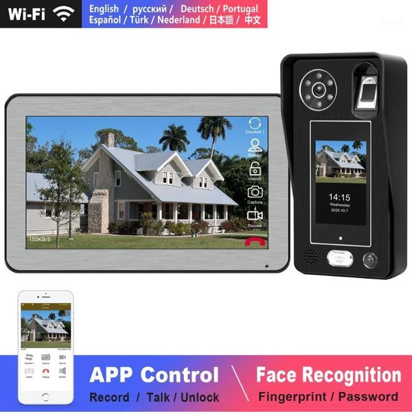 

face recognition doorbell wifi video intercom wireless intercom for villa touch screen fingerprint password unlock night vision1