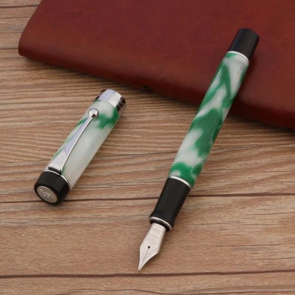 

luxury jinhao 100 fountain pen acrylic jade chinese cabbage silver spin bend nib stationery office school supplies writing new