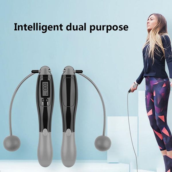 

jump ropes smart rope fitness sport skipping electronic calorie counter with anti-slip hand grip lcd screen showing time