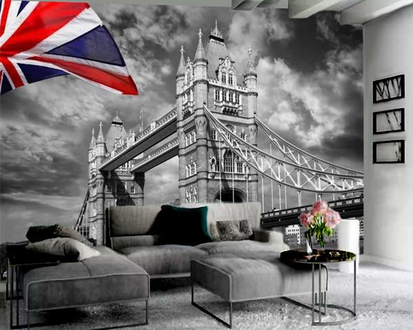 

american vintage wallpaper retro european suspension bridge 3d wallpaper indoor tv background wall decoration mural wallpaper