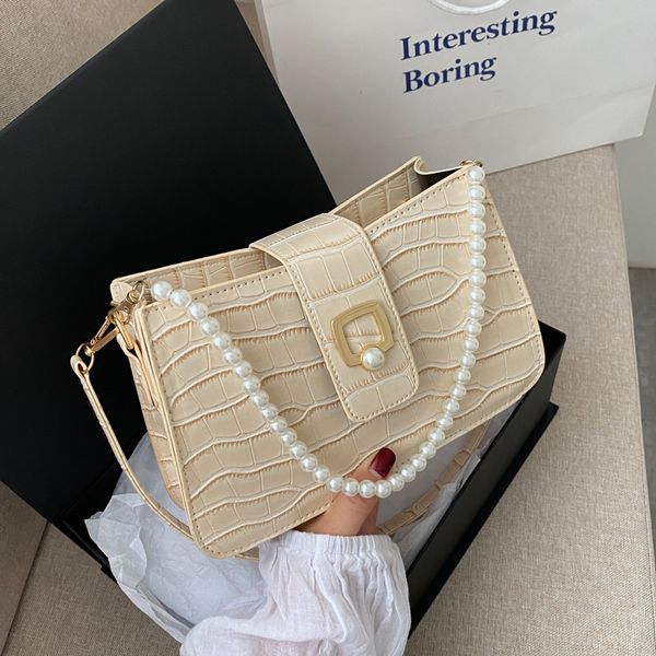 

hbp luxuryflash women mini small underarm bag 2021 new shoulders bags stone crocodile pattern pearl chain messenger purse wholesale 5 color