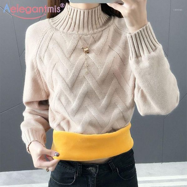 

aelegantmis 7 color velvet argyle women's turtleneck sweater winter autumn soft thick warm korean style pullover female jersey1, White;black
