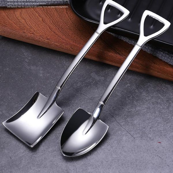 

2pcs stainless steel ice spoon shovel coffee spoon funny tableware kitchen gadget birthday gift h wmtmta