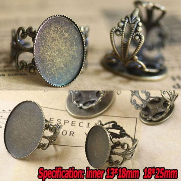 

10pcs wholesale bronze filigree ring blank jewelry with inner 1318 1825mm teeth edge cameo setting cabochons tray h jllntp, Black